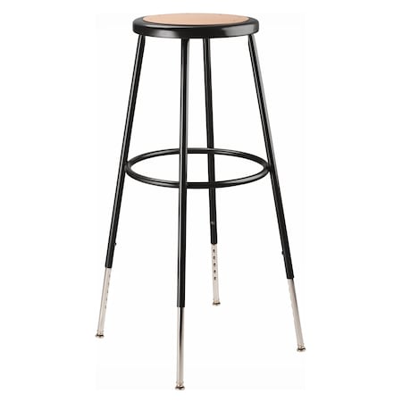 National Public Seating Black Hardboard Stool, 31-39"H, Stationary 6230H-10